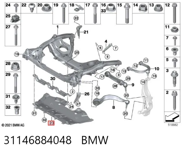 Proteção de motor, de panela (da seção de motor) 31146884048 BMW