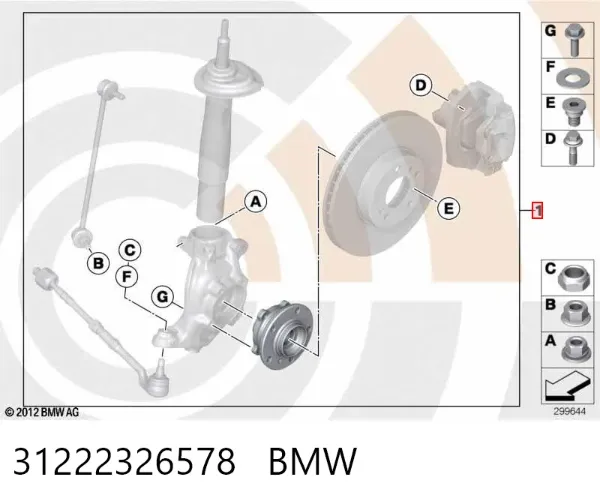 Cubo dianteiro 31222326578 BMW