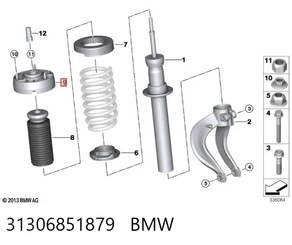 Suporte de amortecedor dianteiro 31306851879 BMW