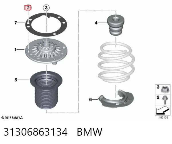 Parafuso de fixação de braço oscilante dianteiro, inferior 31306863134 BMW
