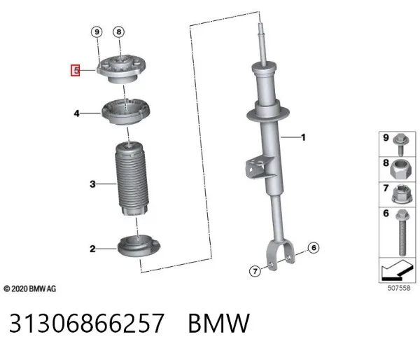 Suporte de amortecedor dianteiro 31306866257 BMW