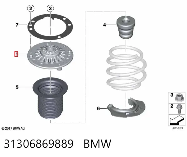 Suporte de amortecedor dianteiro 31306869889 BMW