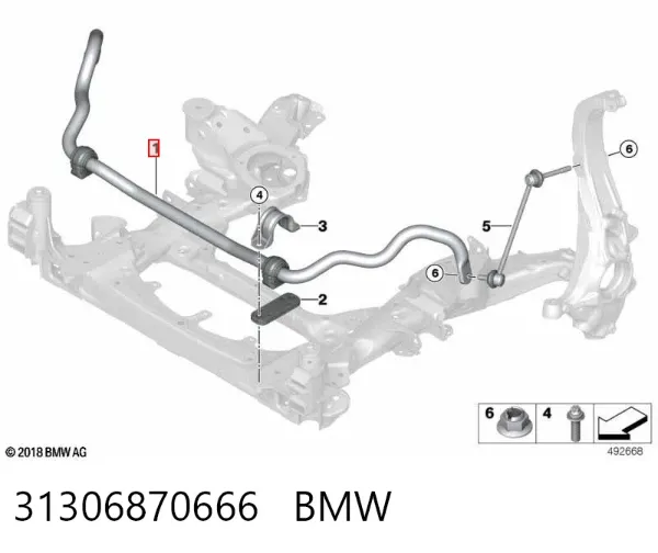 Estabilizador dianteiro 31306870666 BMW