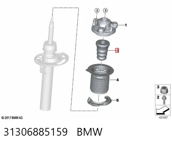 Pára-choque (grade de proteção) de amortecedor dianteiro 31306885159 BMW