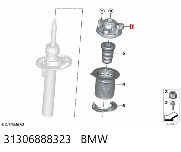 Suporte de amortecedor dianteiro 31306888323 BMW