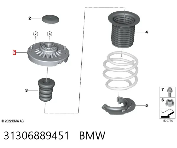 Suporte de amortecedor dianteiro 31306889451 BMW