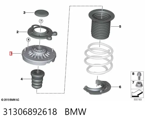 Suporte de amortecedor dianteiro 31306892618 BMW