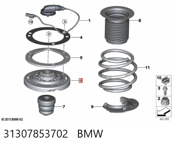 Suporte de amortecedor dianteiro 31307853702 BMW
