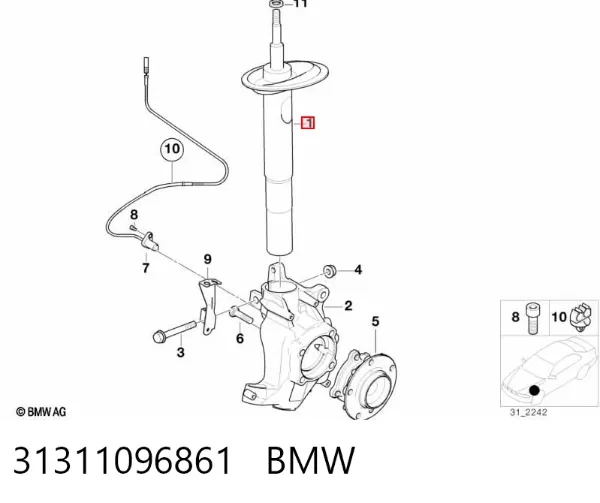 Amortecedor dianteiro 31311096861 BMW