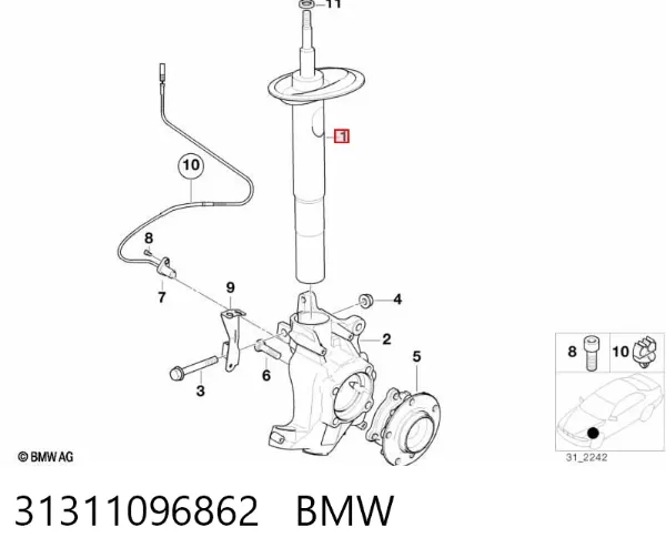 Amortecedor dianteiro 31311096862 BMW