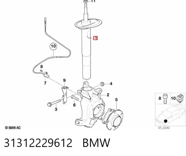 Amortecedor dianteiro 31312229612 BMW