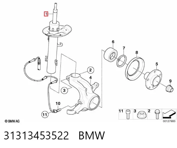 Amortecedor dianteiro direito 31313453522 BMW