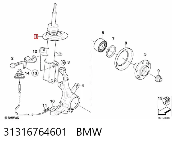 Amortecedor dianteiro esquerdo 31316764601 BMW