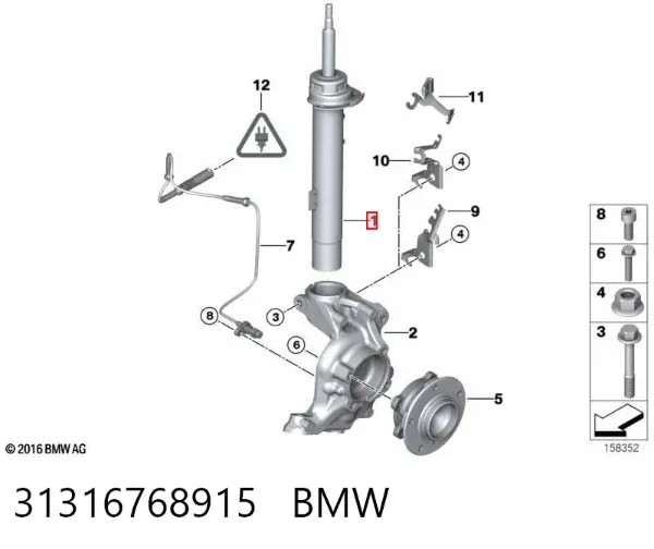 Amortecedor dianteiro esquerdo 31316768915 BMW