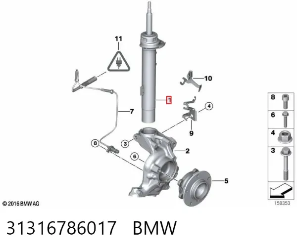 Amortecedor dianteiro esquerdo 31316786017 BMW