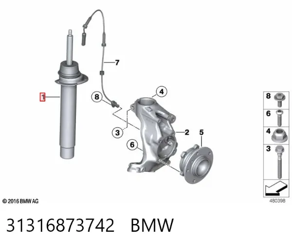 Amortecedor dianteiro 31316873742 BMW