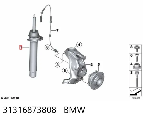 Amortecedor dianteiro 31316873808 BMW