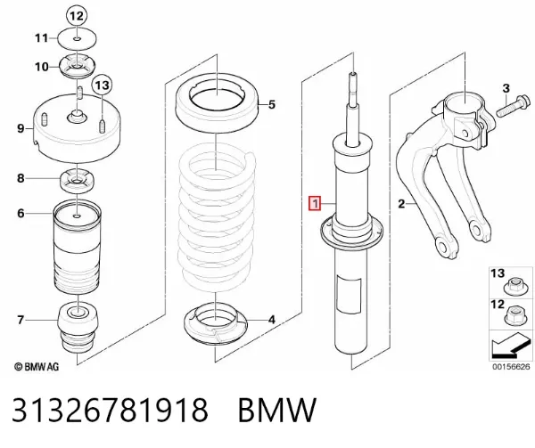 Amortecedor dianteiro 31326781918 BMW