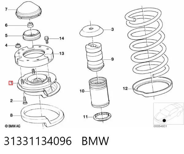 Suporte de amortecedor dianteiro 31331134096 BMW