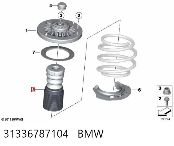 Pára-choque (grade de proteção) de amortecedor dianteiro + bota de proteção 31336787104 BMW
