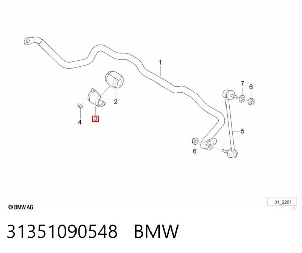Braçadeira de fixação da bucha de estabilizador dianteiro 31351090548 BMW
