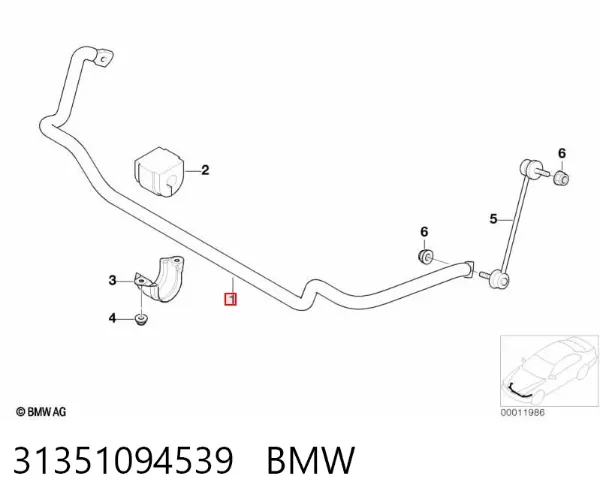 Estabilizador dianteiro 31351094539 BMW
