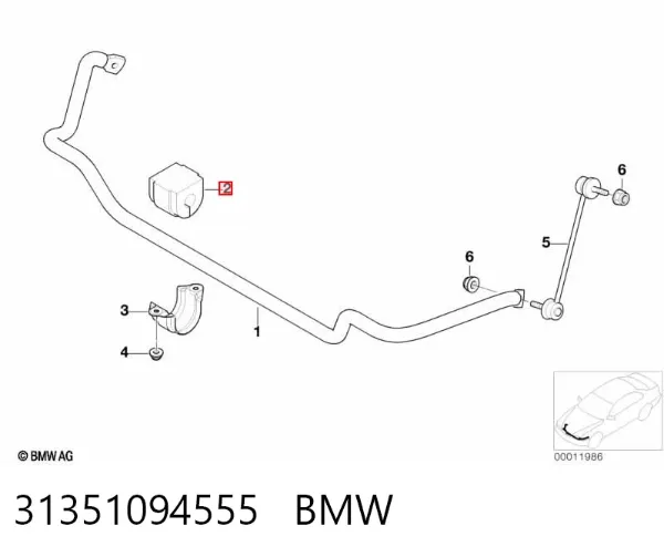 Bucha de estabilizador dianteiro 31351094555 BMW