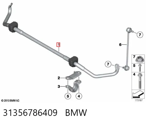 Estabilizador dianteiro 31356786409 BMW