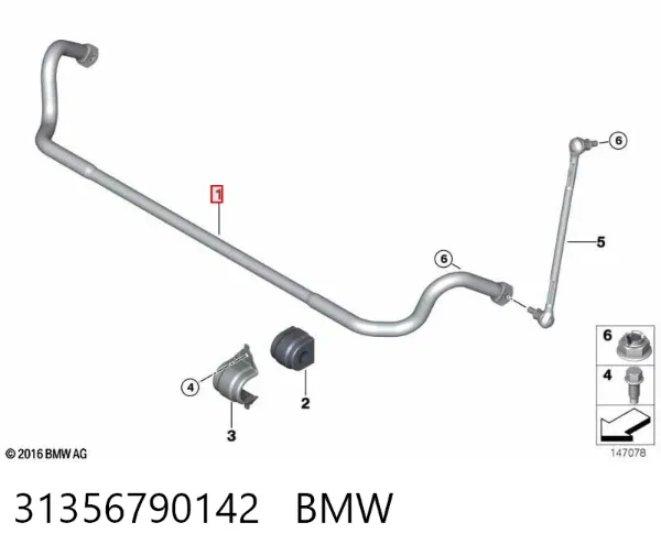Estabilizador dianteiro 31356790142 BMW