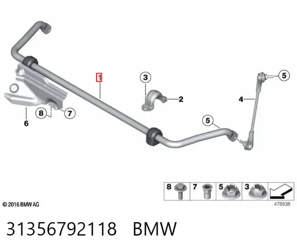 Estabilizador dianteiro 31356792118 BMW