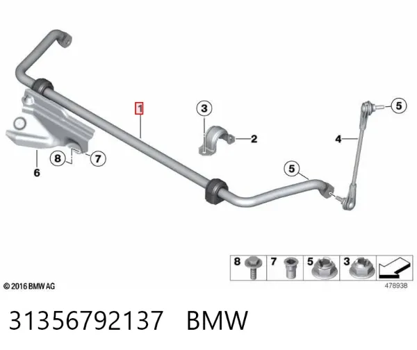 Estabilizador dianteiro 31356792137 BMW