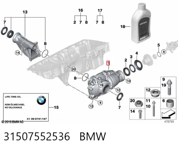 Redutor do eixo dianteiro 31507552536 BMW