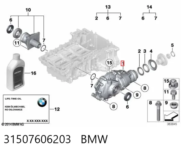 Redutor do eixo dianteiro 31507606203 BMW