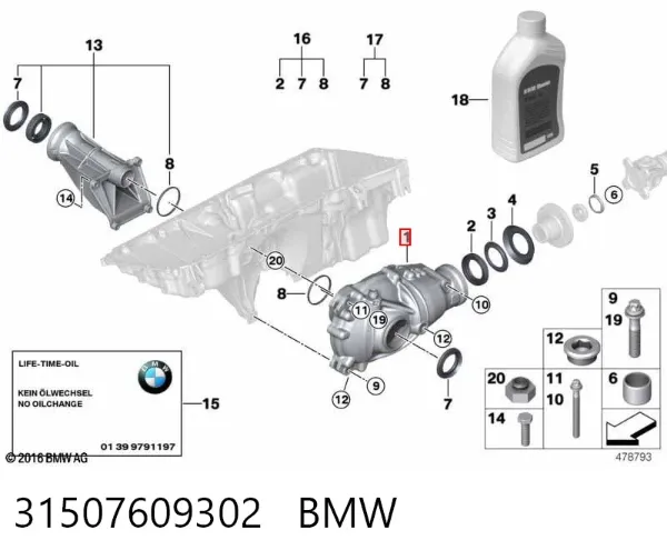 Redutor do eixo dianteiro 31507609302 BMW