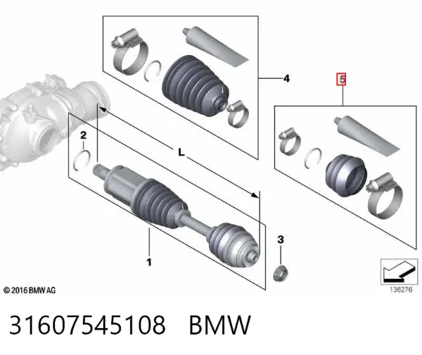 Bota de proteção externa de junta homocinética do semieixo dianteiro 31607545108 BMW