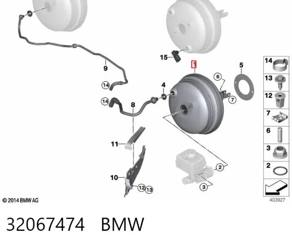 Reforçador dos freios a vácuo 32067474 BMW