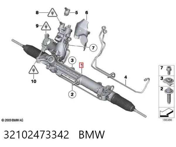 Cremalheira da direção 32102473342 BMW