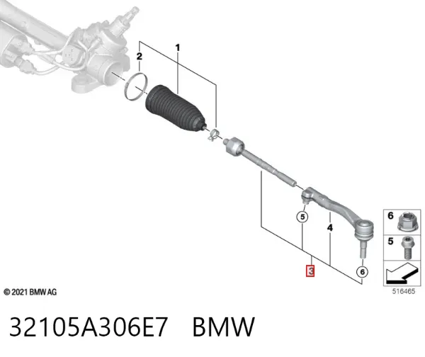 Tração de direção 32105A306E7 BMW
