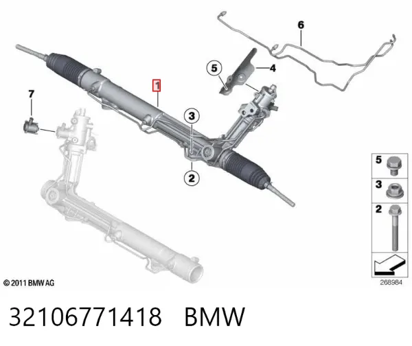 Cremalheira da direção 32106771418 BMW