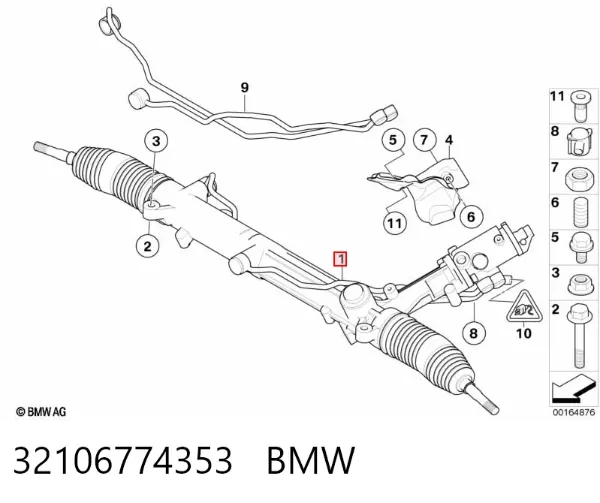 Cremalheira da direção 32106774353 BMW
