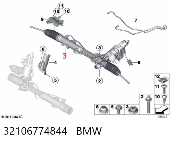 Cremalheira da direção 32106774844 BMW