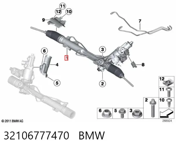 Cremalheira da direção 32106777470 BMW