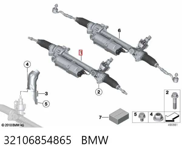 Cremalheira da direção 32106854865 BMW