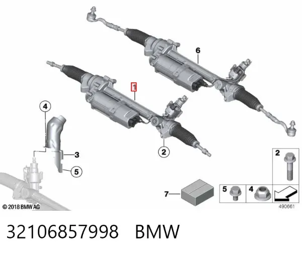 Cremalheira da direção 32106857998 BMW