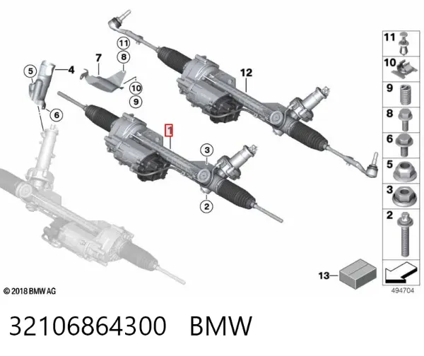 Cremalheira da direção 32106864300 BMW