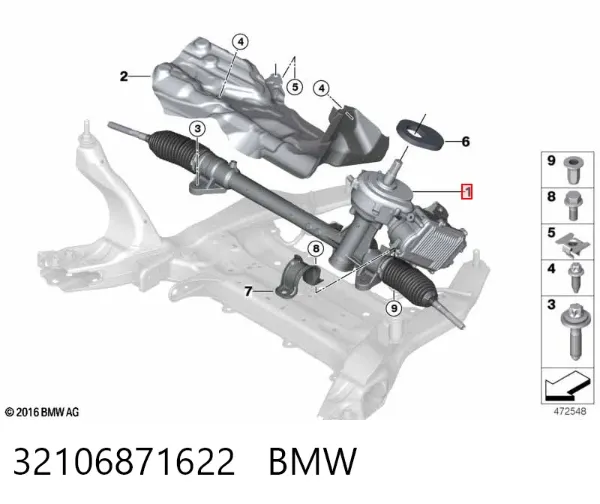 Cremalheira da direção 32106871622 BMW