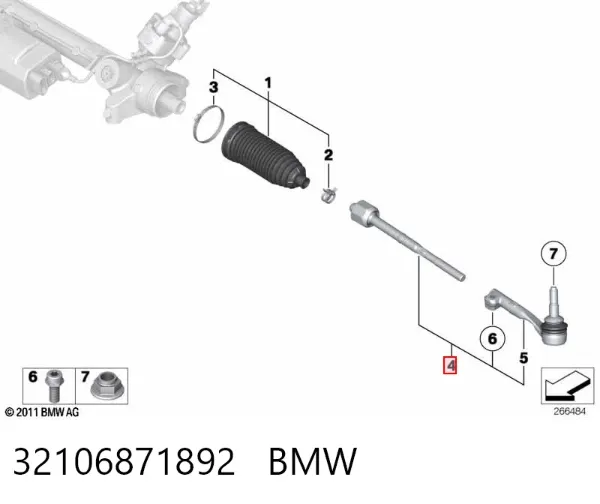 Tração de direção 32106871892 BMW