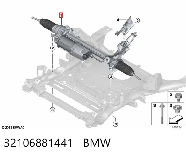 Cremalheira da direção 32106881441 BMW