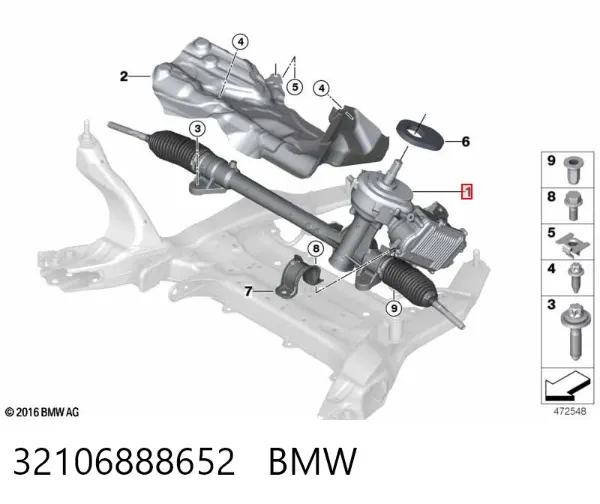 Cremalheira da direção 32106888652 BMW