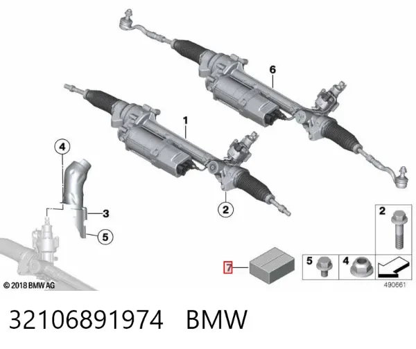 Kit de reparação da cremalheira da direção (do mecanismo), (kit de vedantes) 32106891974 BMW